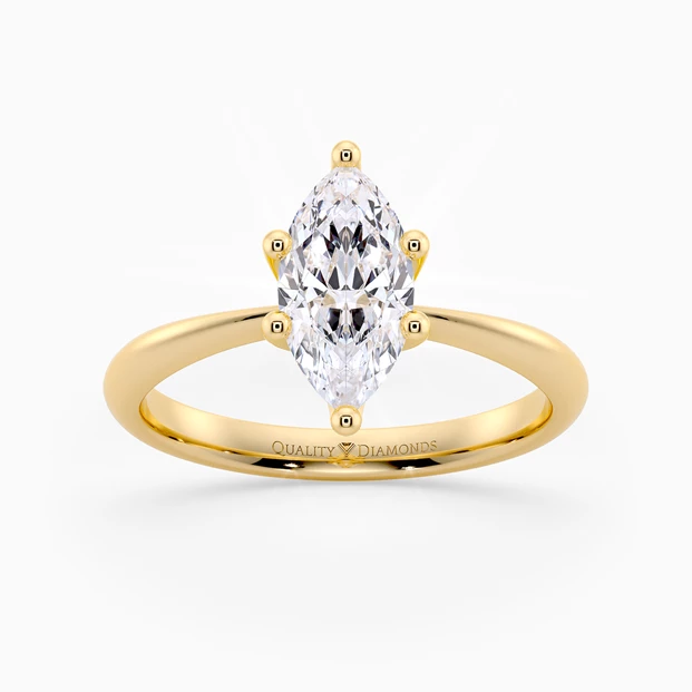 Six Claw Marquise Amorette Diamond Ring in 9K Yellow Gold