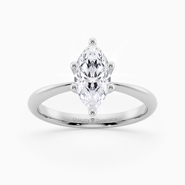 Six Claw Marquise Amorette Diamond Ring in 9K White Gold