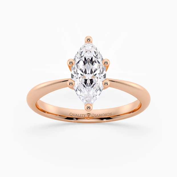 Six Claw Marquise Amorette Diamond Ring in 9K Rose Gold