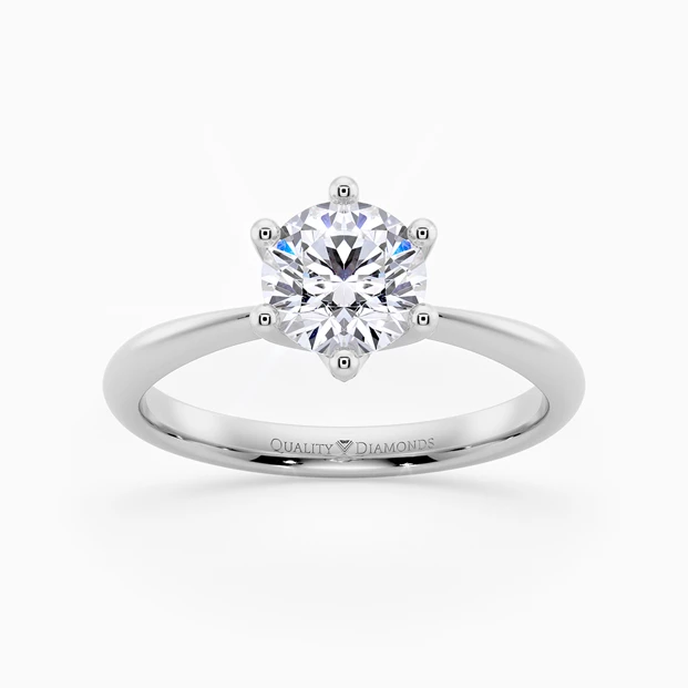 Six Claw Round Brilliant Amorette Diamond Ring in Platinum
