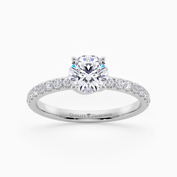 Diamond Set Round Brilliant Abbraccio Diamond Ring in Palladium