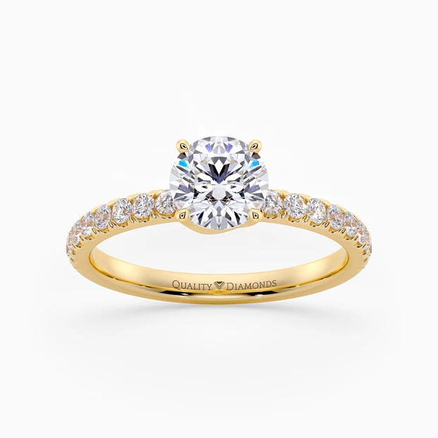 Diamond Set Round Brilliant Abbraccio Diamond Ring in 9K Yellow Gold