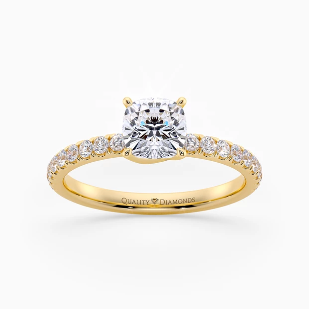 Diamond Set Cushion Abbracio Diamond Ring in 9K Yellow Gold