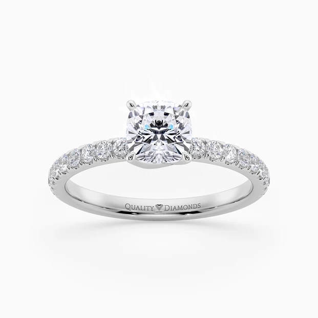 Diamond Set Cushion Abbracio Diamond Ring in 9K White Gold