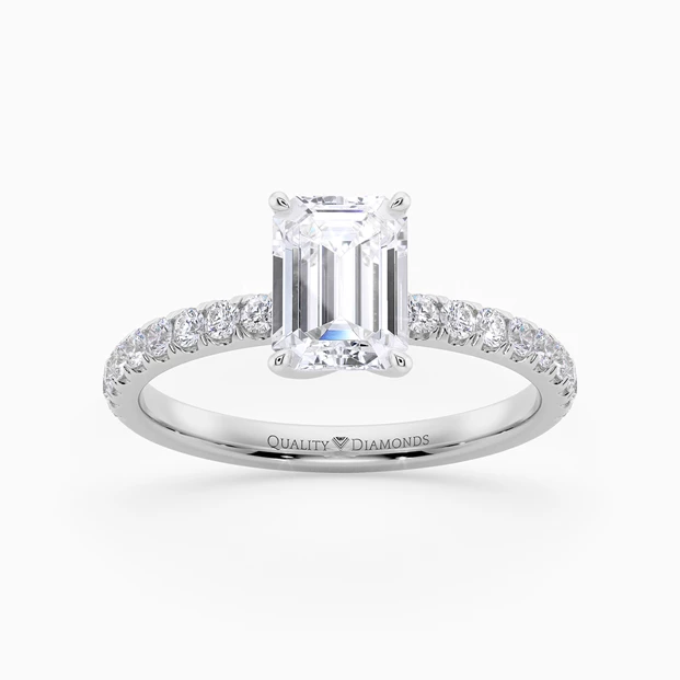 Diamond Set Emerald Abbracio Diamond Ring in Palladium