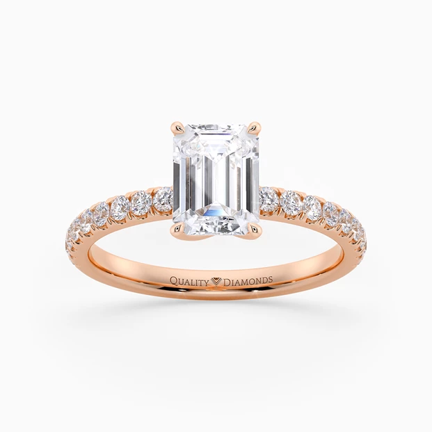 Diamond Set Emerald Abbracio Diamond Ring in 9K Rose Gold