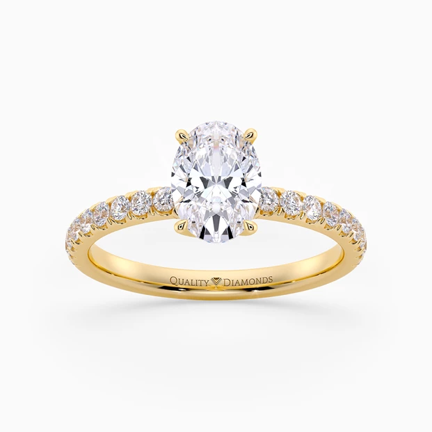 Diamond Set Oval Abbracio Diamond Ring in 9K Yellow Gold