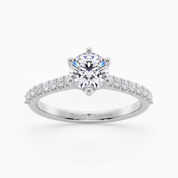 Diamond Set Six Claw Round Brilliant Amorette Diamond Ring in Platinum