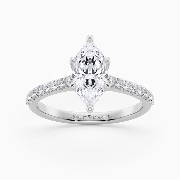 Diamond Set Six Claw Marquise Amorette Diamond Ring in Platinum 950