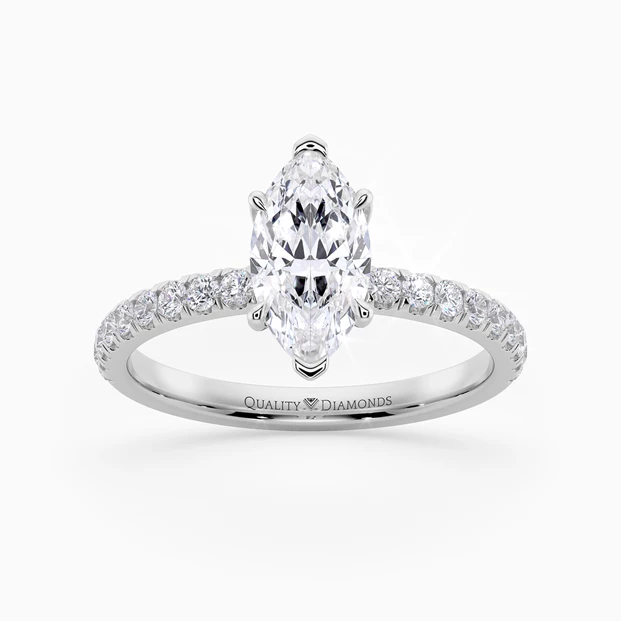 Diamond Set Six Claw Marquise Abbraccio Diamond Ring in Palladium
