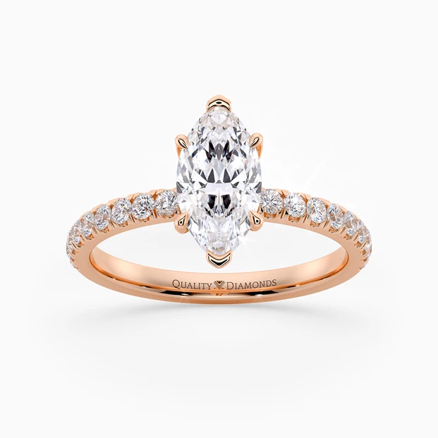Diamond Set Six Claw Marquise Abbraccio Diamond Ring in 18K Rose Gold