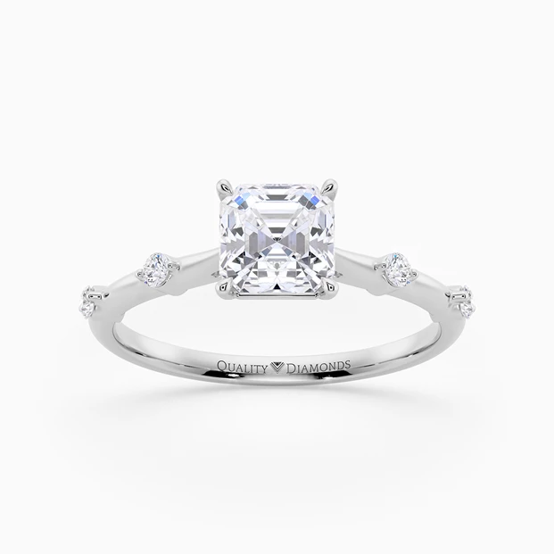 Diamond Set Asscher Carys Diamond Ring in Palladium