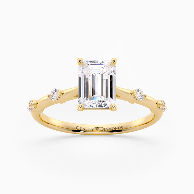Diamond Set Emerald Carys Diamond Ring in 9K Yellow Gold