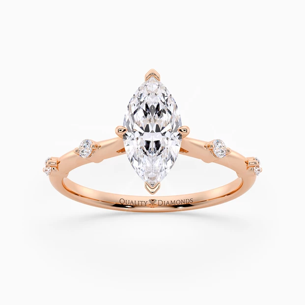 Diamond Set Marquise Carys Diamond Ring in 9K Rose Gold