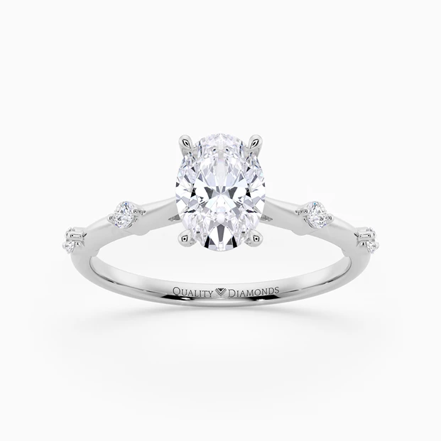 Diamond Set Oval Carys Diamond Ring in 9K White Gold