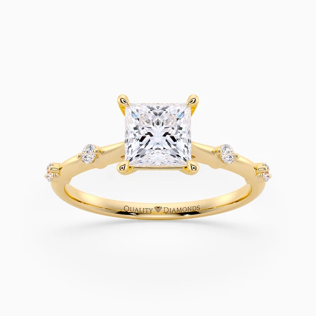 Diamond Set Princess Carys Diamond Ring in 18K Yellow Gold
