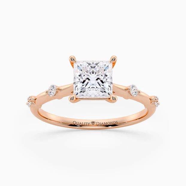 Diamond Set Princess Carys Diamond Ring in 18K Rose Gold