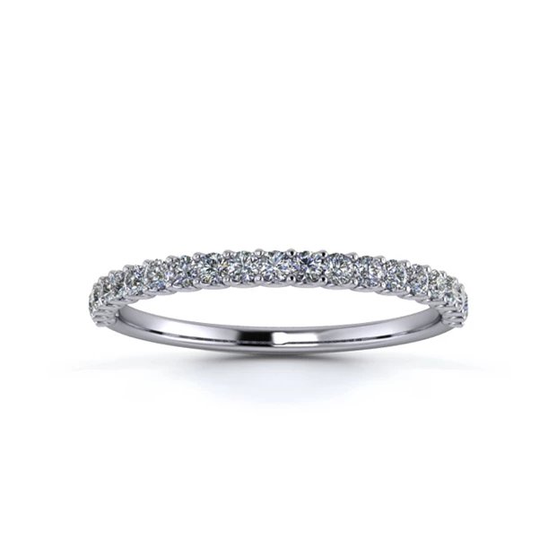 18K White Gold 1.5mm Half U Collet Diamond Set Ring