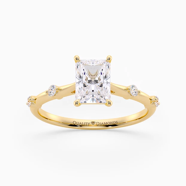 Diamond Set Radiant Carys Diamond Ring in 18K Yellow Gold