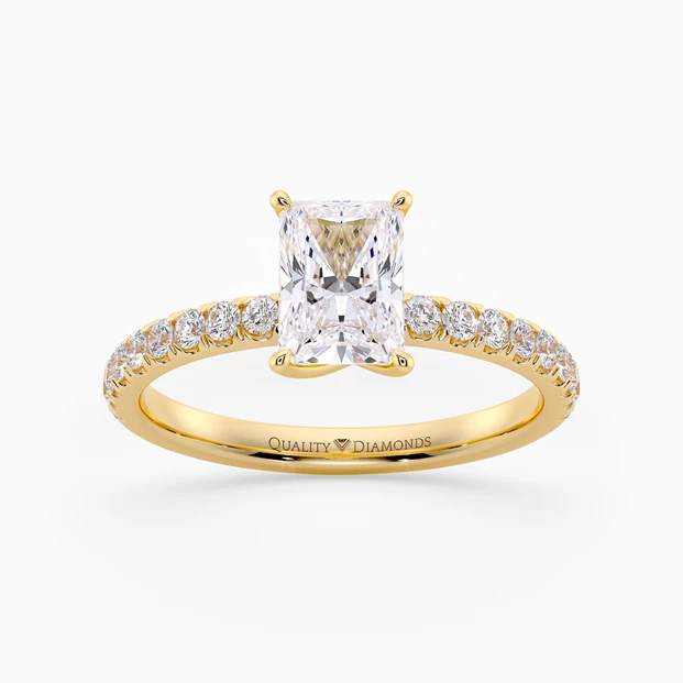 Diamond Set Radiant Abbracio Diamond Ring in 9K Yellow Gold