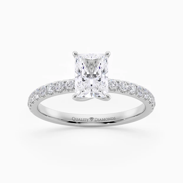 Diamond Set Radiant Abbracio Diamond Ring in 9K White Gold