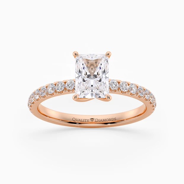 Diamond Set Radiant Abbracio Diamond Ring in 9K Rose Gold