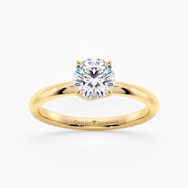 Round Brilliant Abbraccio Diamond Ring in 9K Yellow Gold