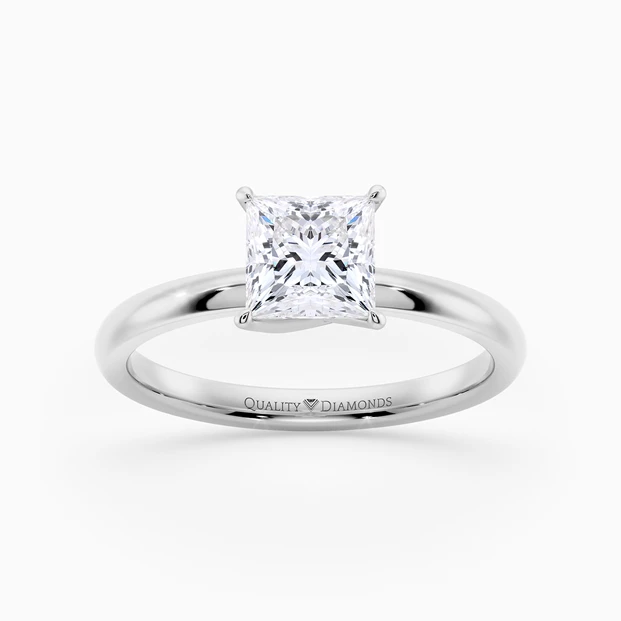 Princess Abbraccio Diamond Ring in 9K White Gold