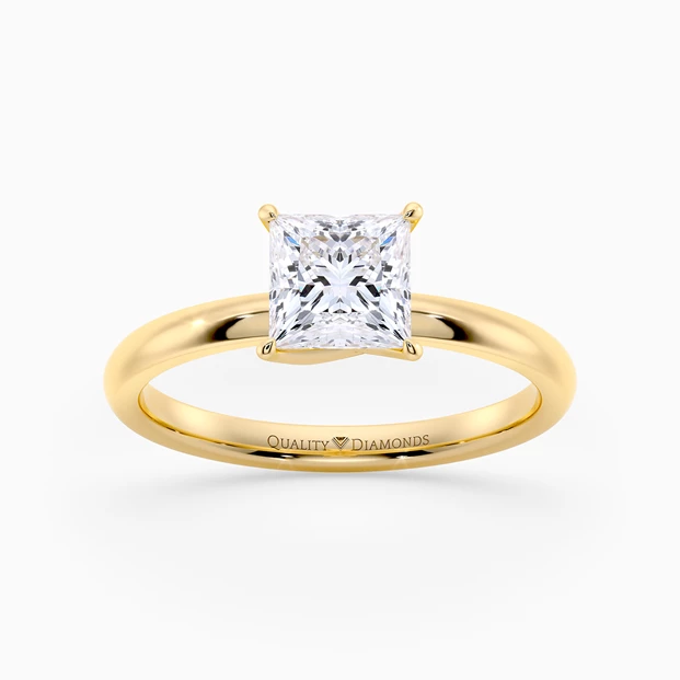 Princess Abbraccio Diamond Ring in 9K Yellow Gold