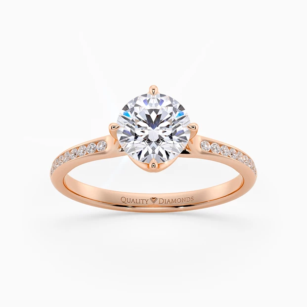 Diamond Set Round Brilliant Promessa Diamond Ring in 18K Rose Gold