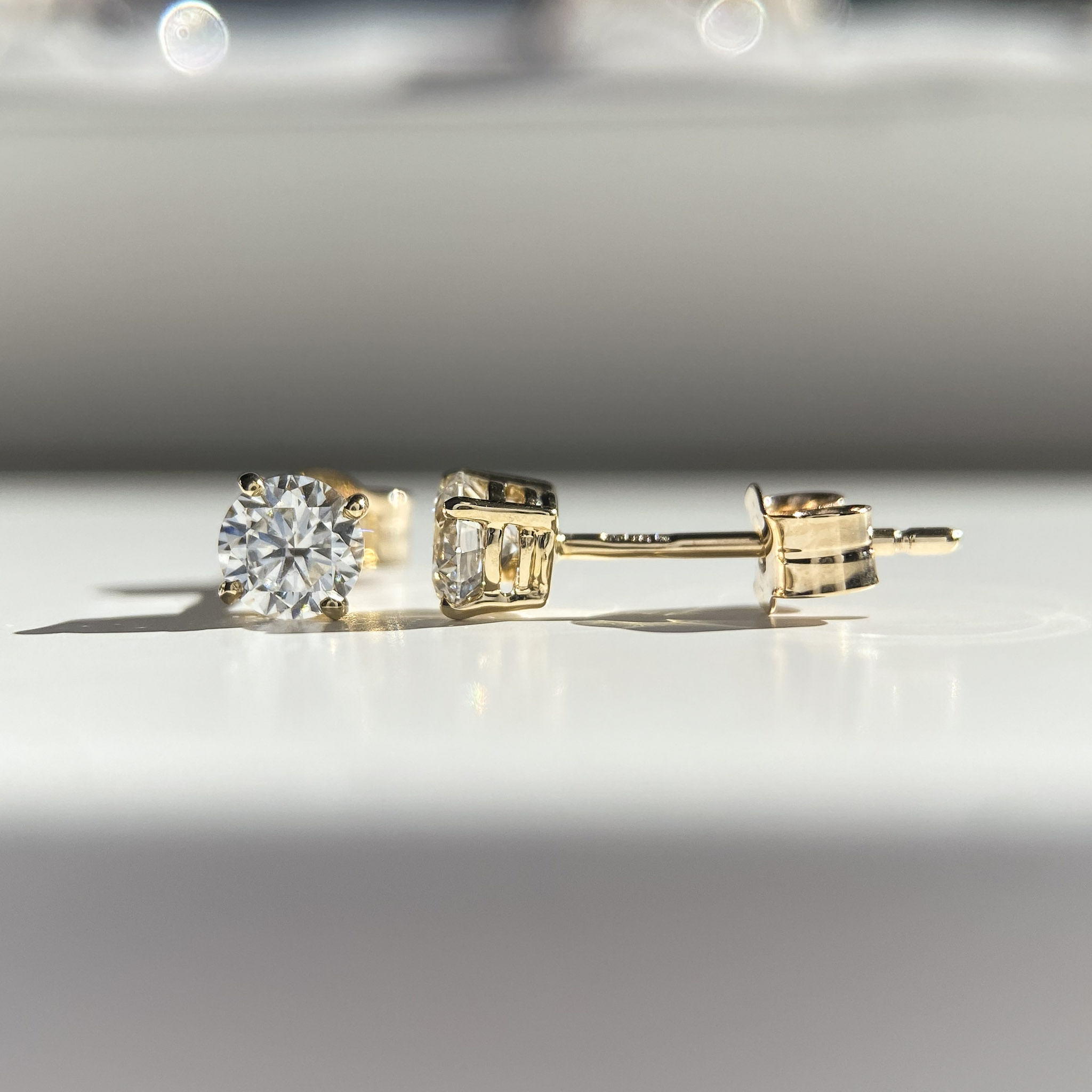 0.66ct Lab-Grown Round Brilliant Ettore Diamond Stud Earrings in 9K Yellow Gold
