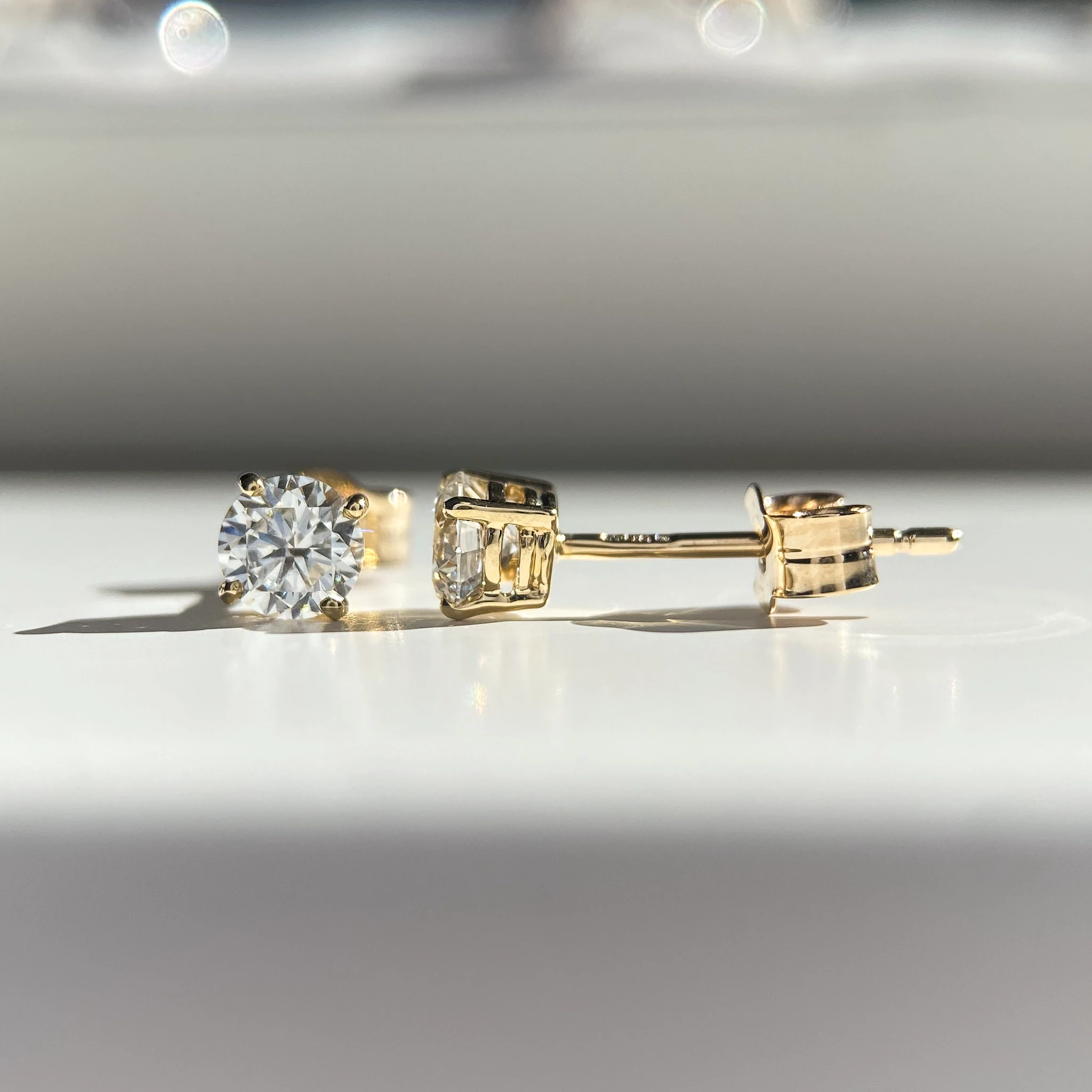 0.66ct Lab-Grown Round Brilliant Ettore Diamond Stud Earrings in 9K Yellow Gold