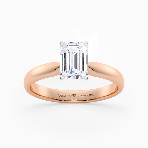Emerald Amia Diamond Ring in 18K Rose Gold