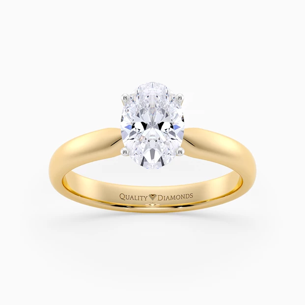Oval Amia Diamond Ring in 9K Yellow