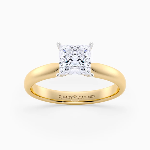 Princess Amia Diamond Ring in 9K Yellow Gold