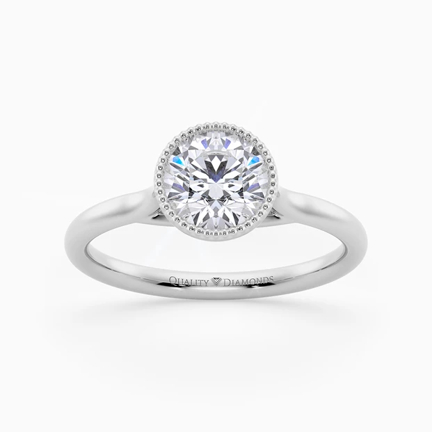 Round Brilliant Aura Diamond Ring in 9K White Gold