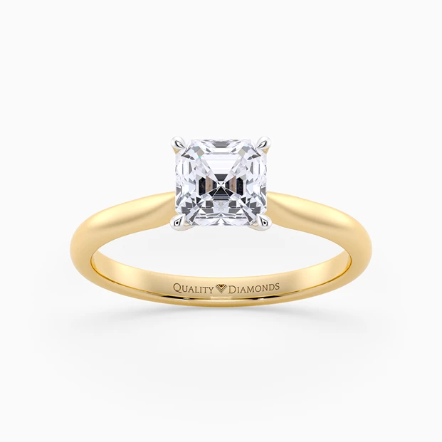 Asscher Beau Diamond Ring in 9K Yellow Gold