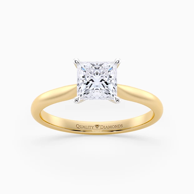 Princess Beau Diamond Ring in 9K Yellow Gold