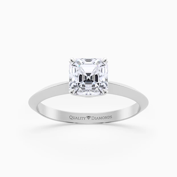 Asscher Carella Diamond Ring in 9K White Gold