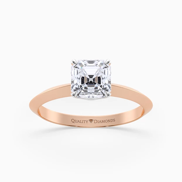 Asscher Carella Diamond Ring in 9K Rose Gold