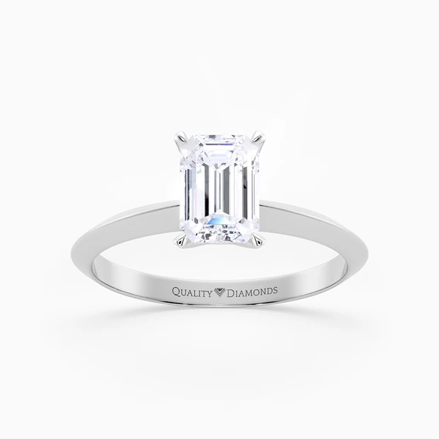 Emerald Carella Diamond Ring in 9K White Gold