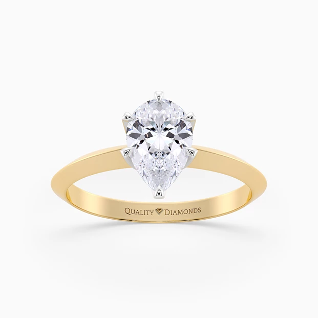 Pear Carella Diamond Ring in 9K Yellow Gold