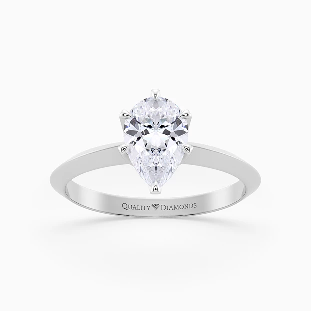 Pear Carella Diamond Ring in 9K White Gold