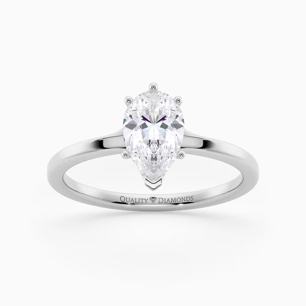 Pear Lita Diamond Ring in Palladium 950