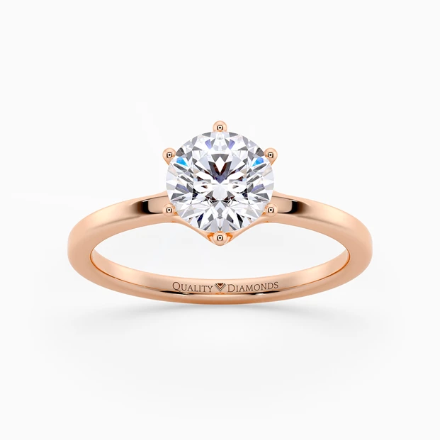 Round Brilliant Lita Diamond Ring in 9K Rose Gold