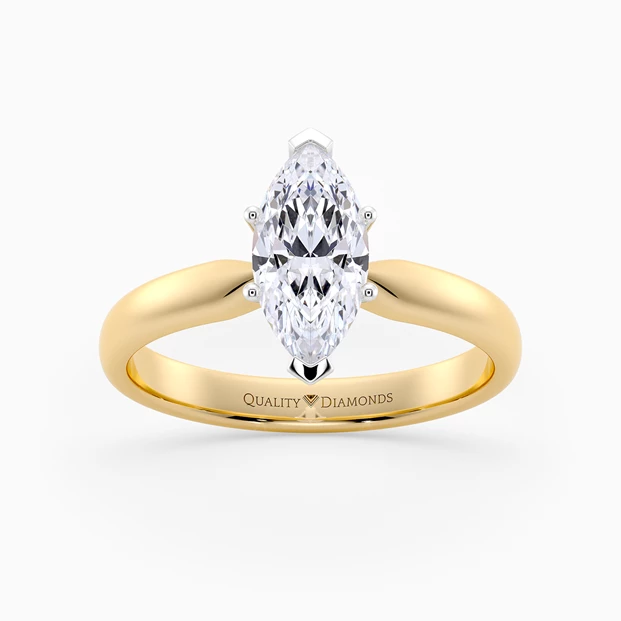 Marquise Six Claw Amia Diamond Ring in 9K Yellow Gold