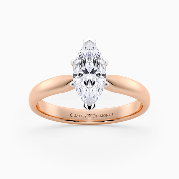 Marquise Six Claw Amia Diamond Ring in 9K Rose Gold
