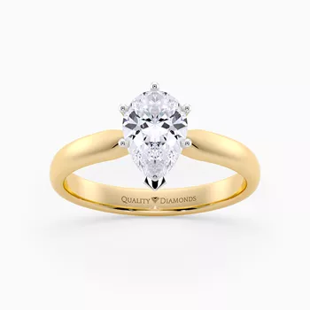 Pear Six Claw Amia Diamond Ring in 9K Yellow Gold