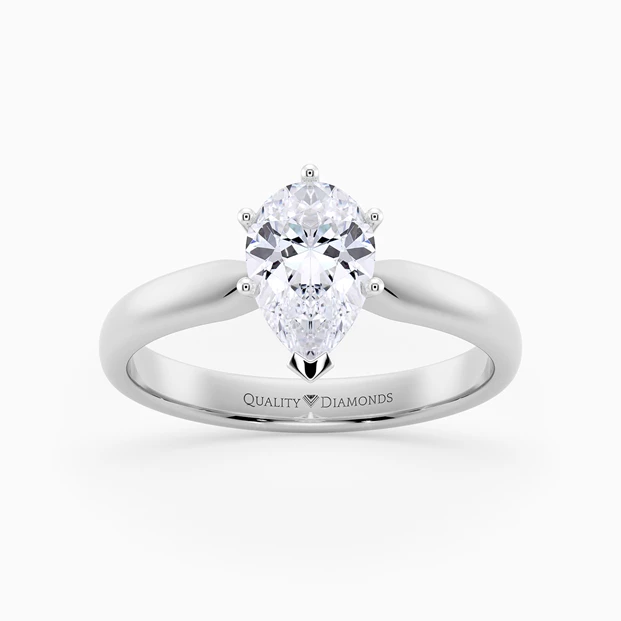 Pear Six Claw Amia Diamond Ring in 9K White Gold