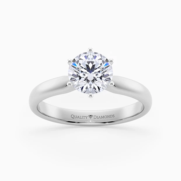 Six Claw Round Brilliant Amia Diamond Ring in Palladium